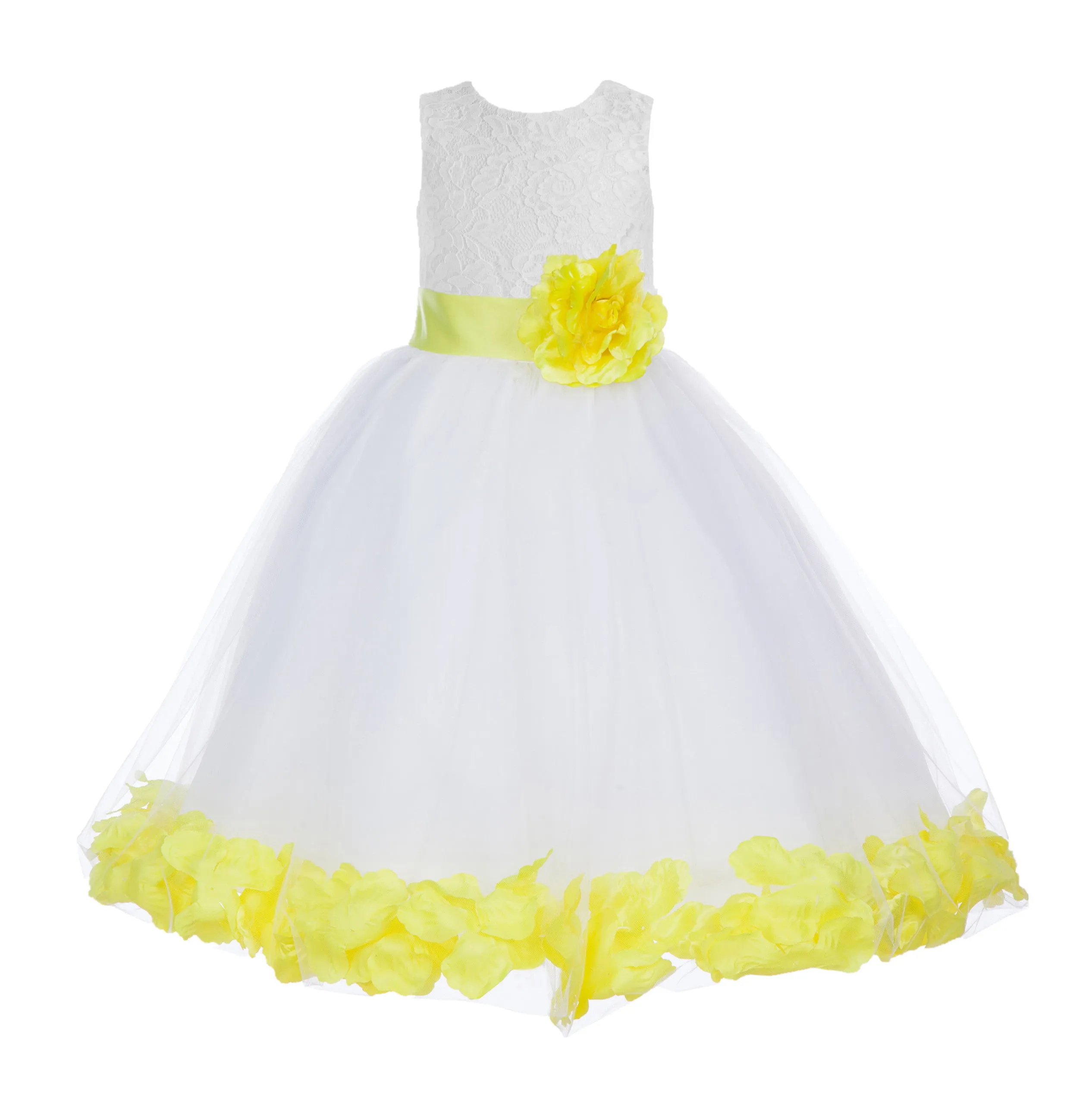 Ivory Floral Lace Heart Cutout Rose Petals Flower Girl Dress Junior Bridesmaid Special Event 185T(3)