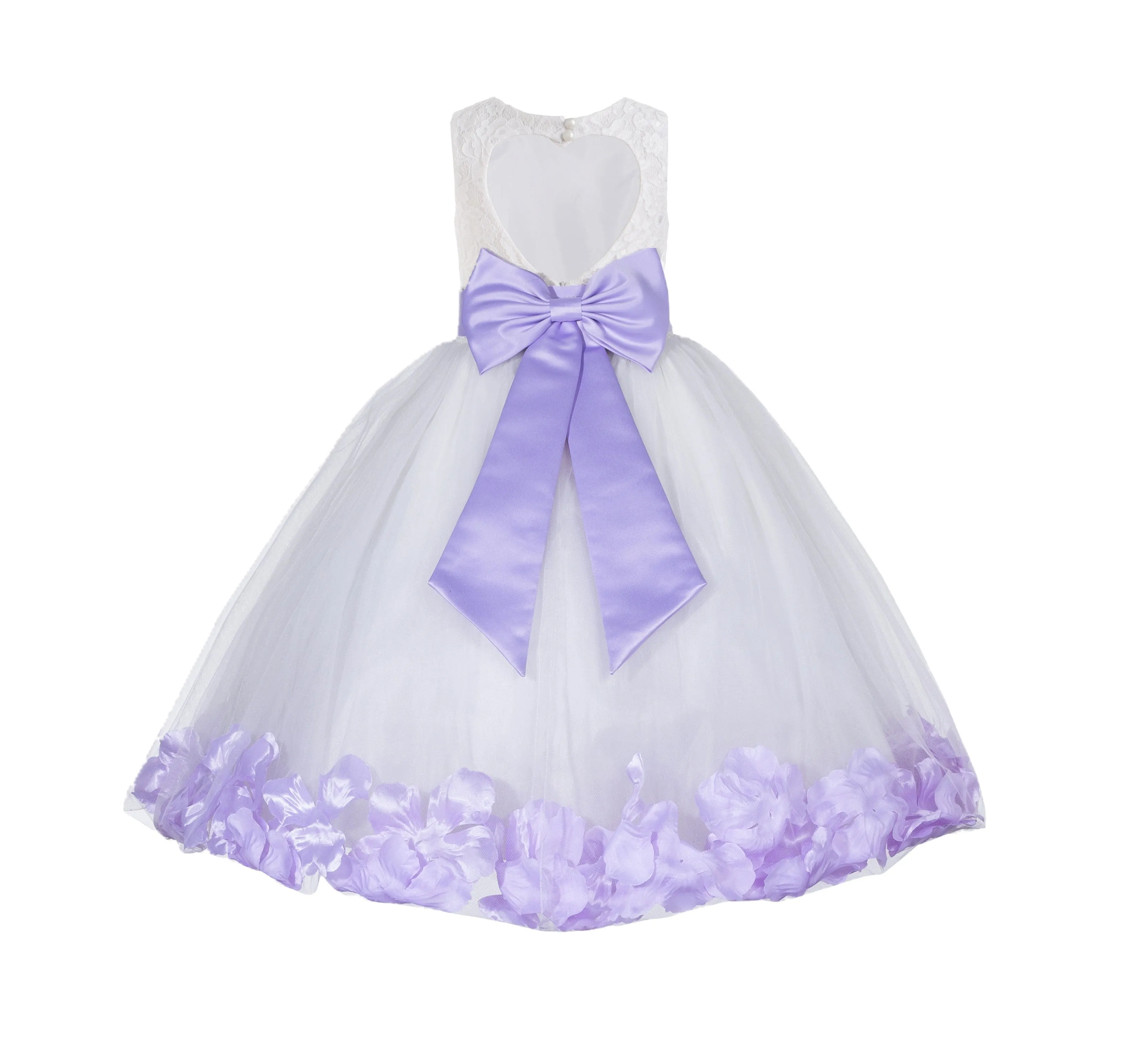 Ivory Floral Lace Heart Cutout Rose Petals Flower Girl Dress Junior Bridesmaid Special Event 185T(3)