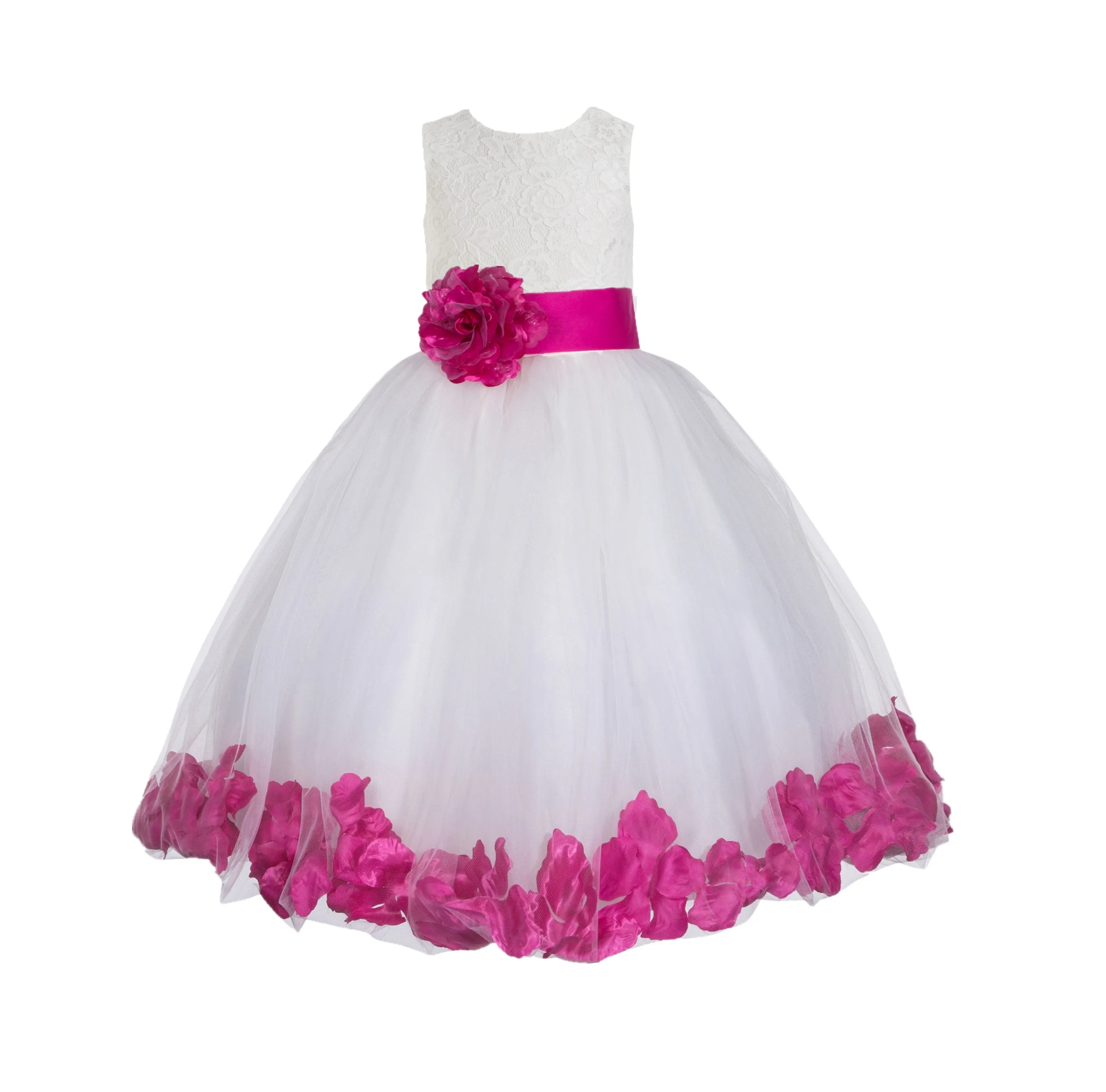 Ivory Floral Lace Heart Cutout Rose Petals Flower Girl Dress Junior Bridesmaid Special Event 185T(3)