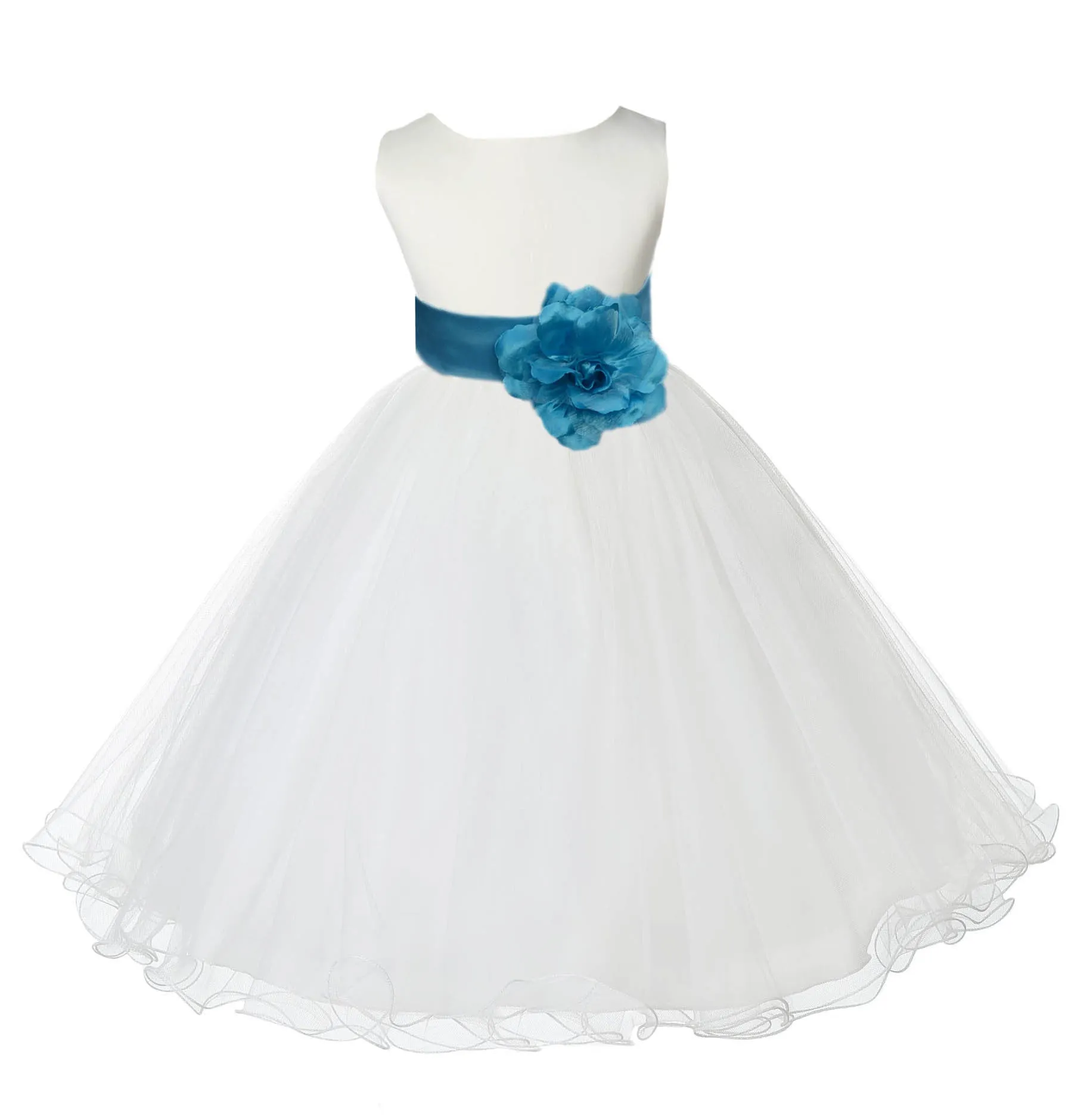 Ivory Formal Wedding Pageant Special Occasions Rattail Edge Tulle Flower Girl Dress 829S(1)
