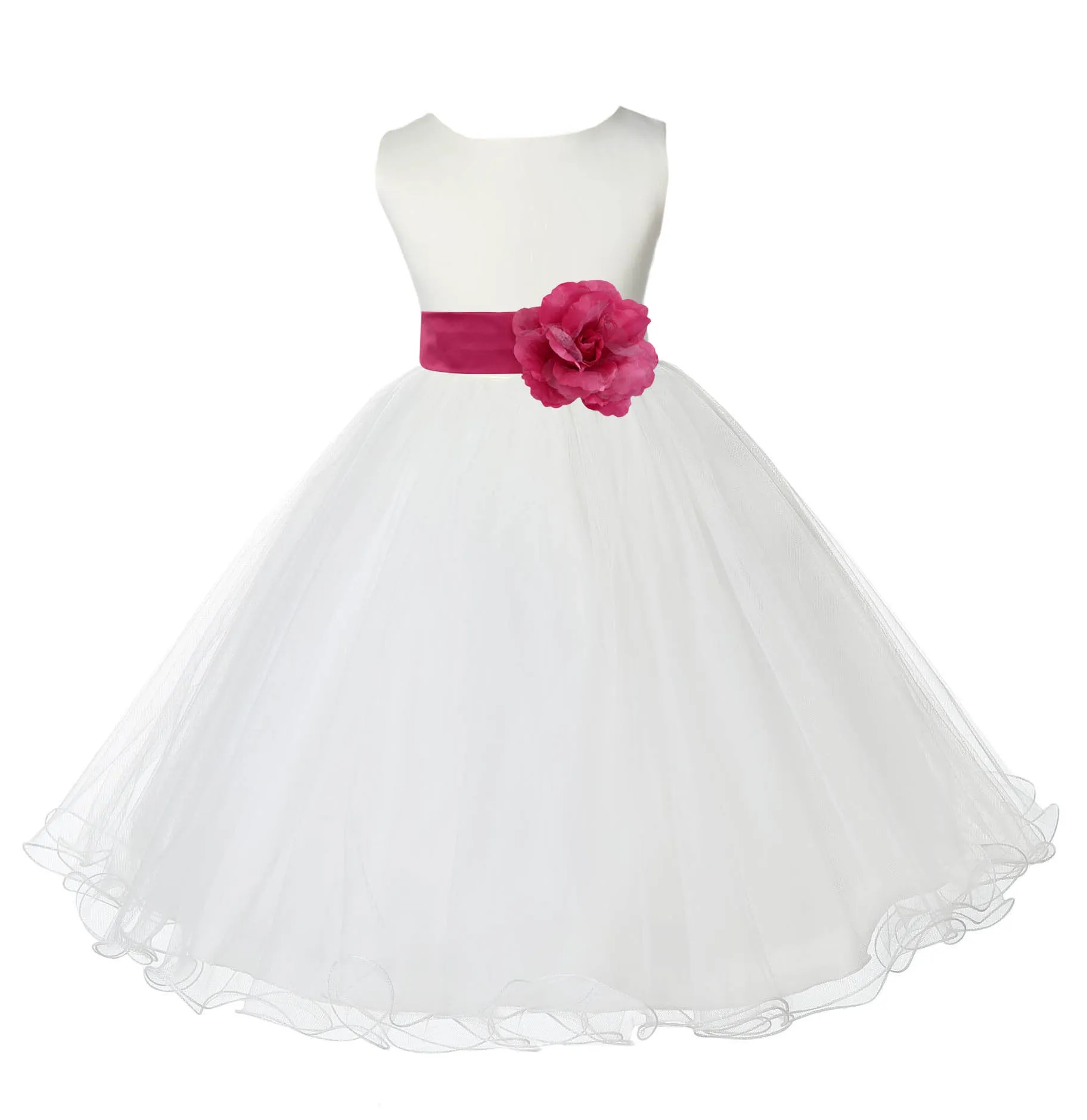 Ivory Formal Wedding Pageant Special Occasions Rattail Edge Tulle Flower Girl Dress 829S(1)