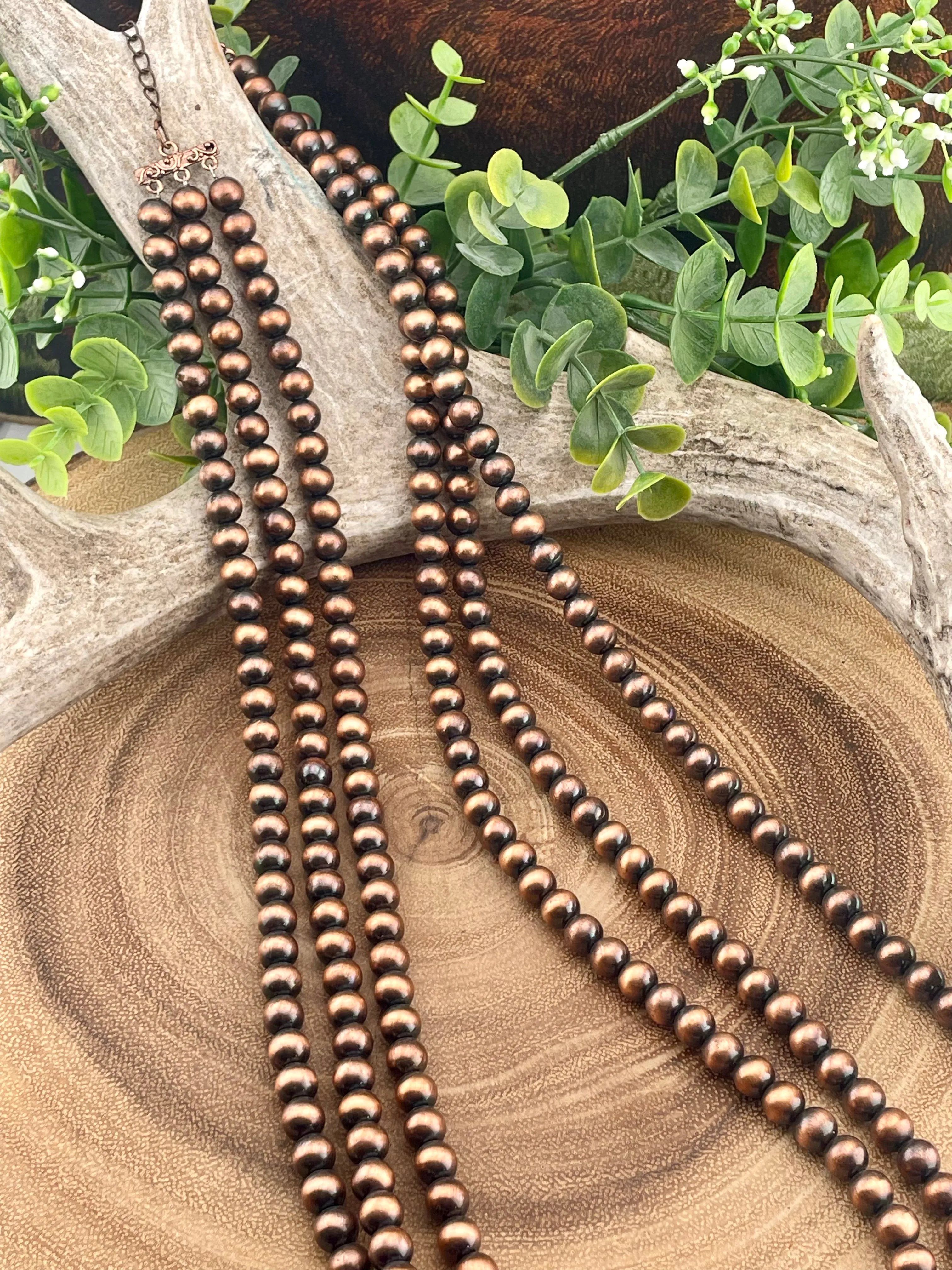 Jessop Fashion 8mm 3 Strand Copper Waterfall Necklace 24"-36"
