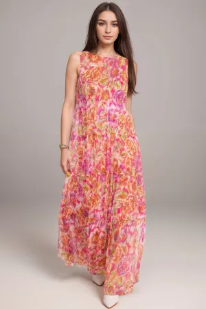 Johnny Was Jade Loran Tiered Floral Silk Maxi Dress L36724