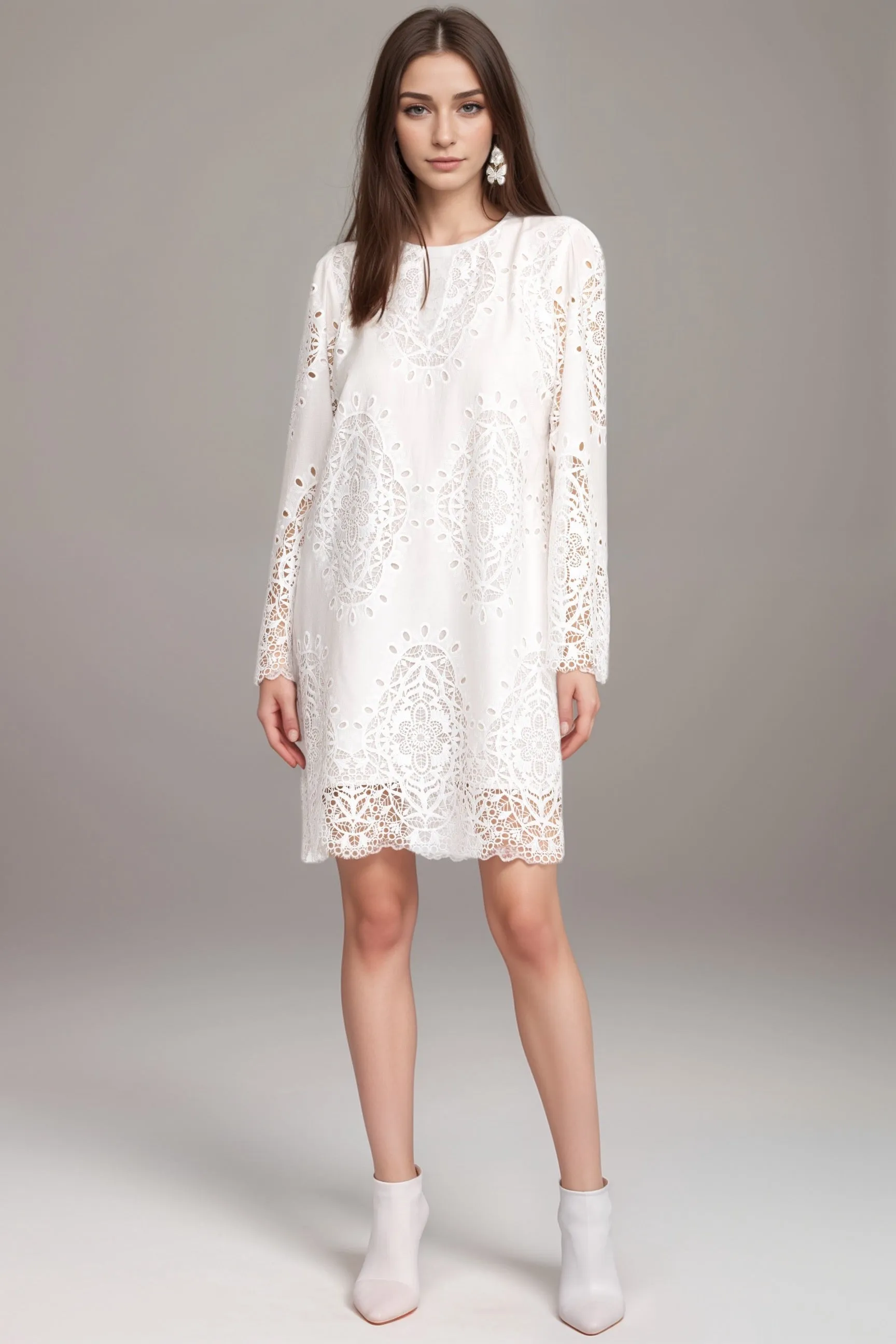 Johnny Was Jade White Elandra Cotton Shift Dress L38524