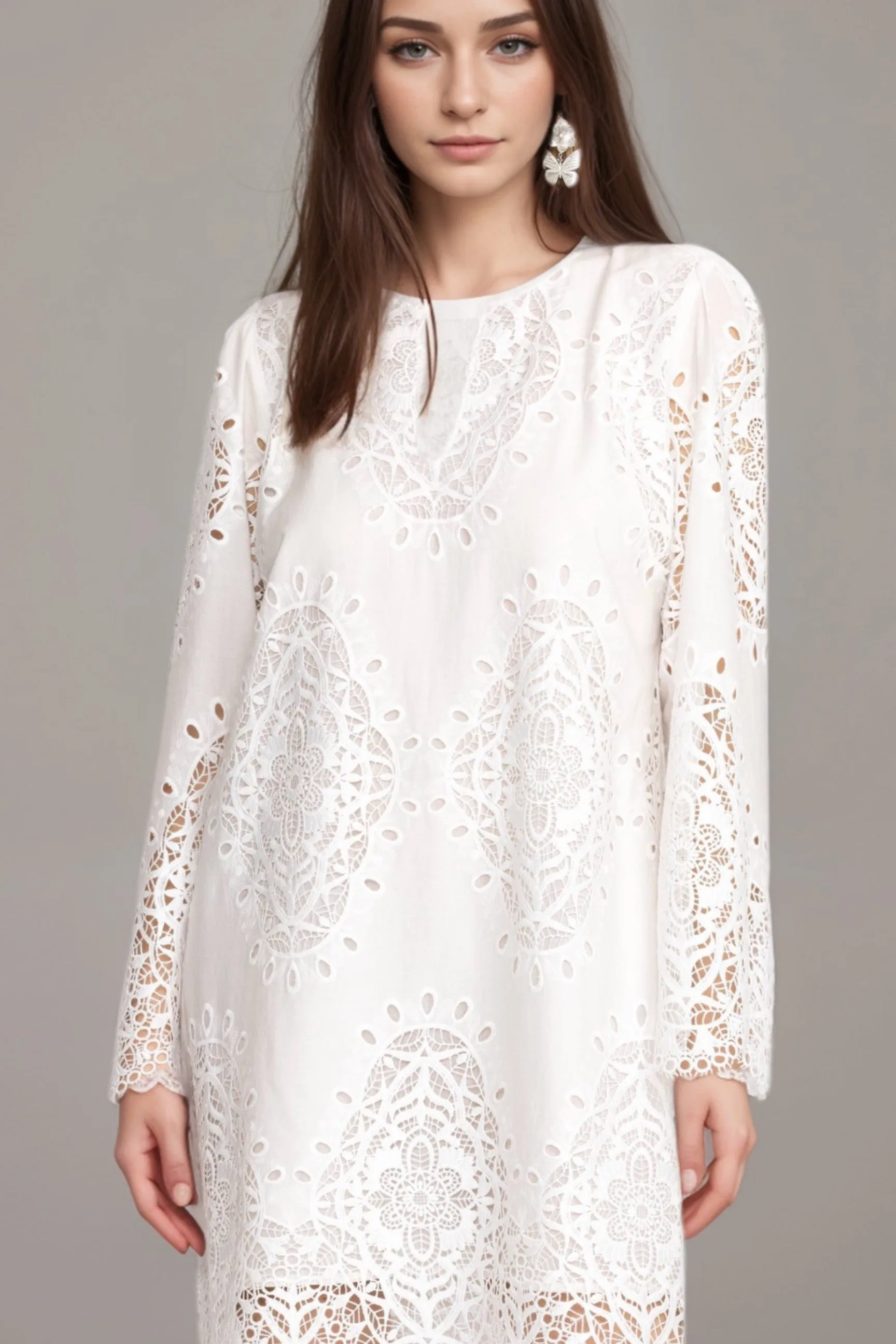 Johnny Was Jade White Elandra Cotton Shift Dress L38524