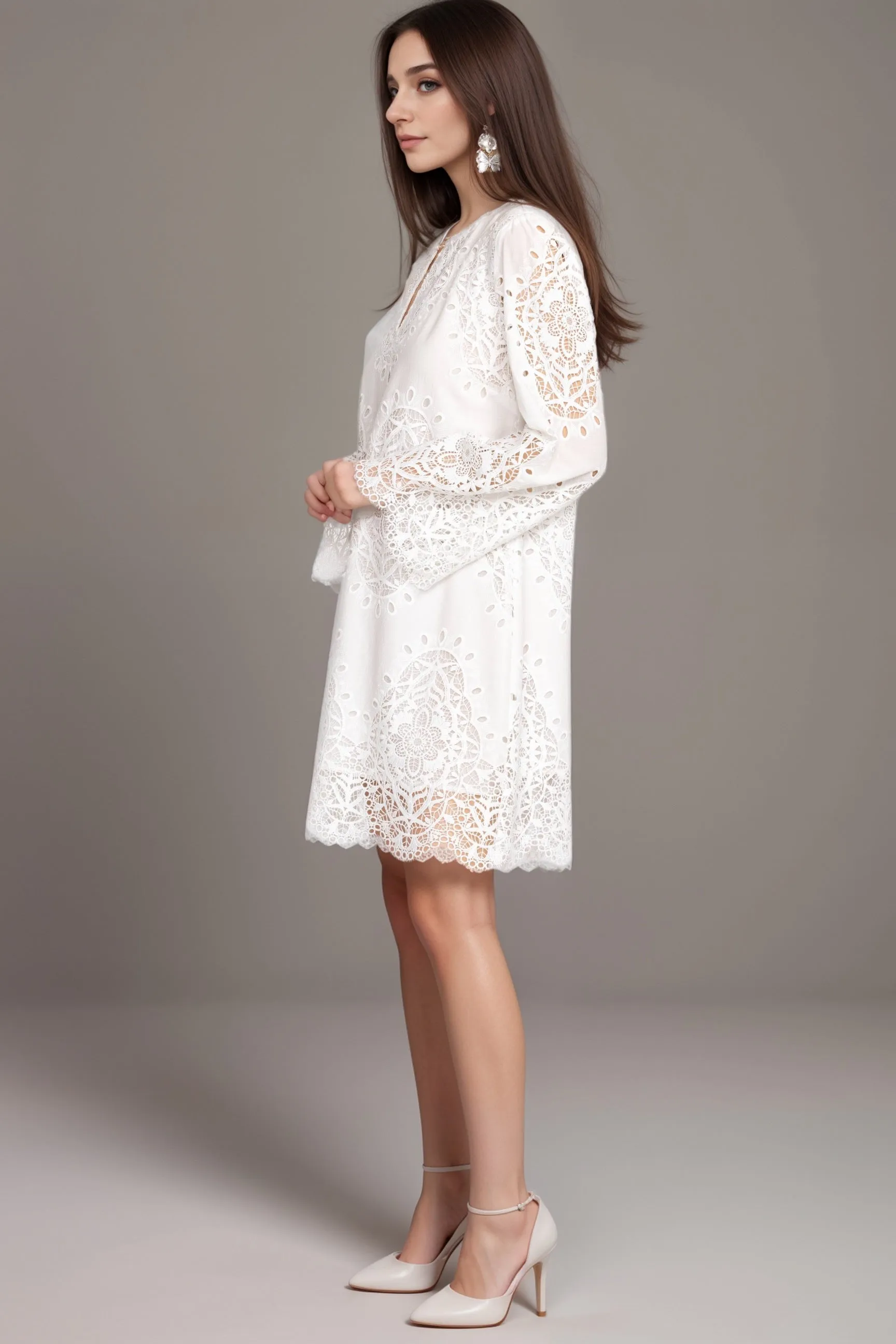 Johnny Was Jade White Elandra Cotton Shift Dress L38524
