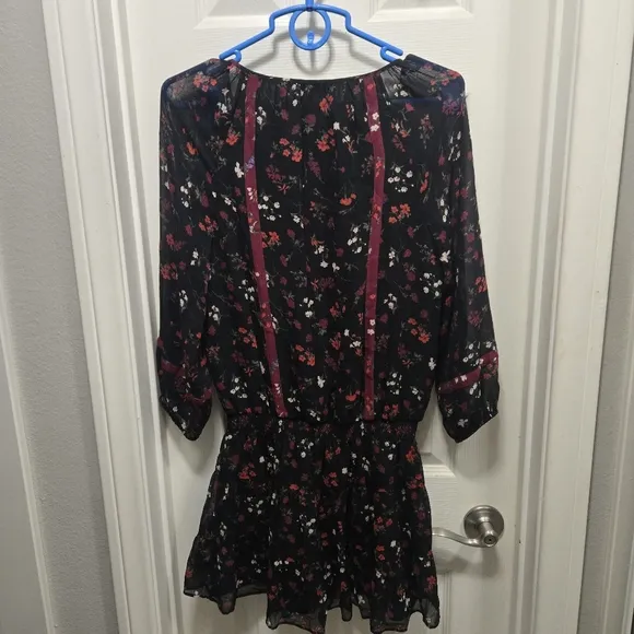 Joie Grover Floral-print Silk Blouson Mini Dress, Black size s