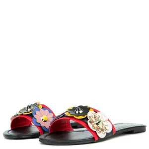 Joy-1 Black with Flowers Sandals BLACK