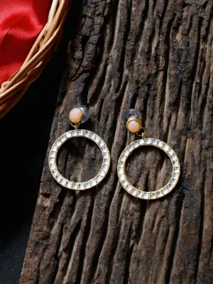 Kundan Hoop Earrings with Peach Stone