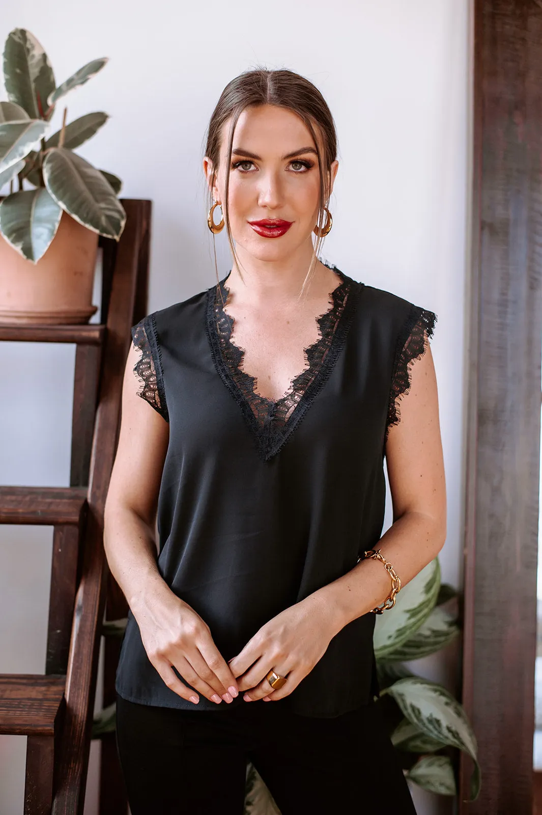 LACE TANK-BLACK