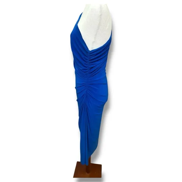 Lauren by Ralph Lauren - Blue Ruched One Shoulder Bodycon Cocktail Dress Size 12