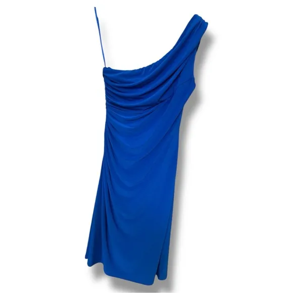 Lauren by Ralph Lauren - Blue Ruched One Shoulder Bodycon Cocktail Dress Size 12