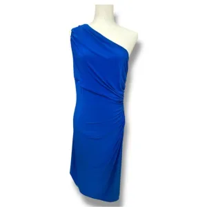 Lauren by Ralph Lauren - Blue Ruched One Shoulder Bodycon Cocktail Dress Size 12