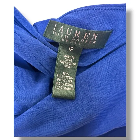 Lauren by Ralph Lauren - Blue Ruched One Shoulder Bodycon Cocktail Dress Size 12