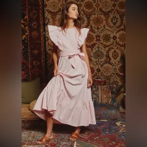 LD- 05 Pink Ruffled Maxi Dress