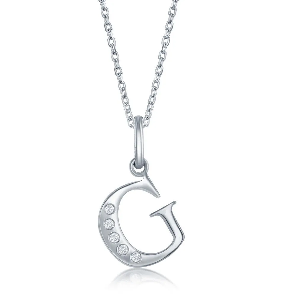 Lettered Diamond Initial Pendant in Silver