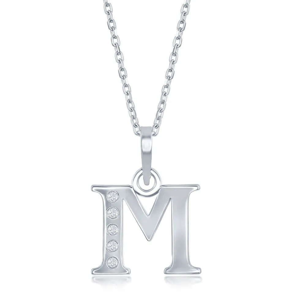 Lettered Diamond Initial Pendant in Silver