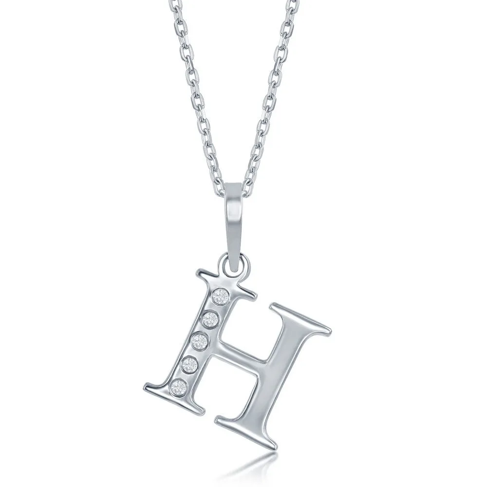 Lettered Diamond Initial Pendant in Silver