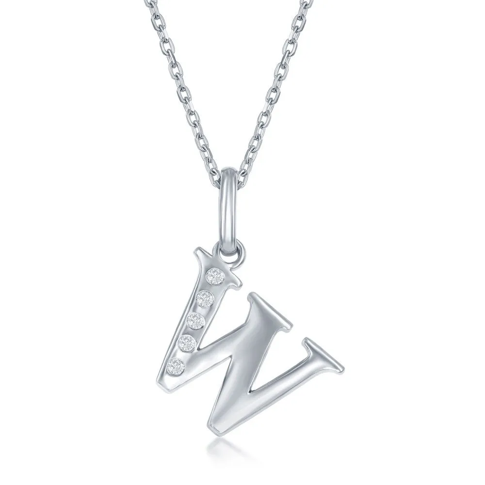 Lettered Diamond Initial Pendant in Silver