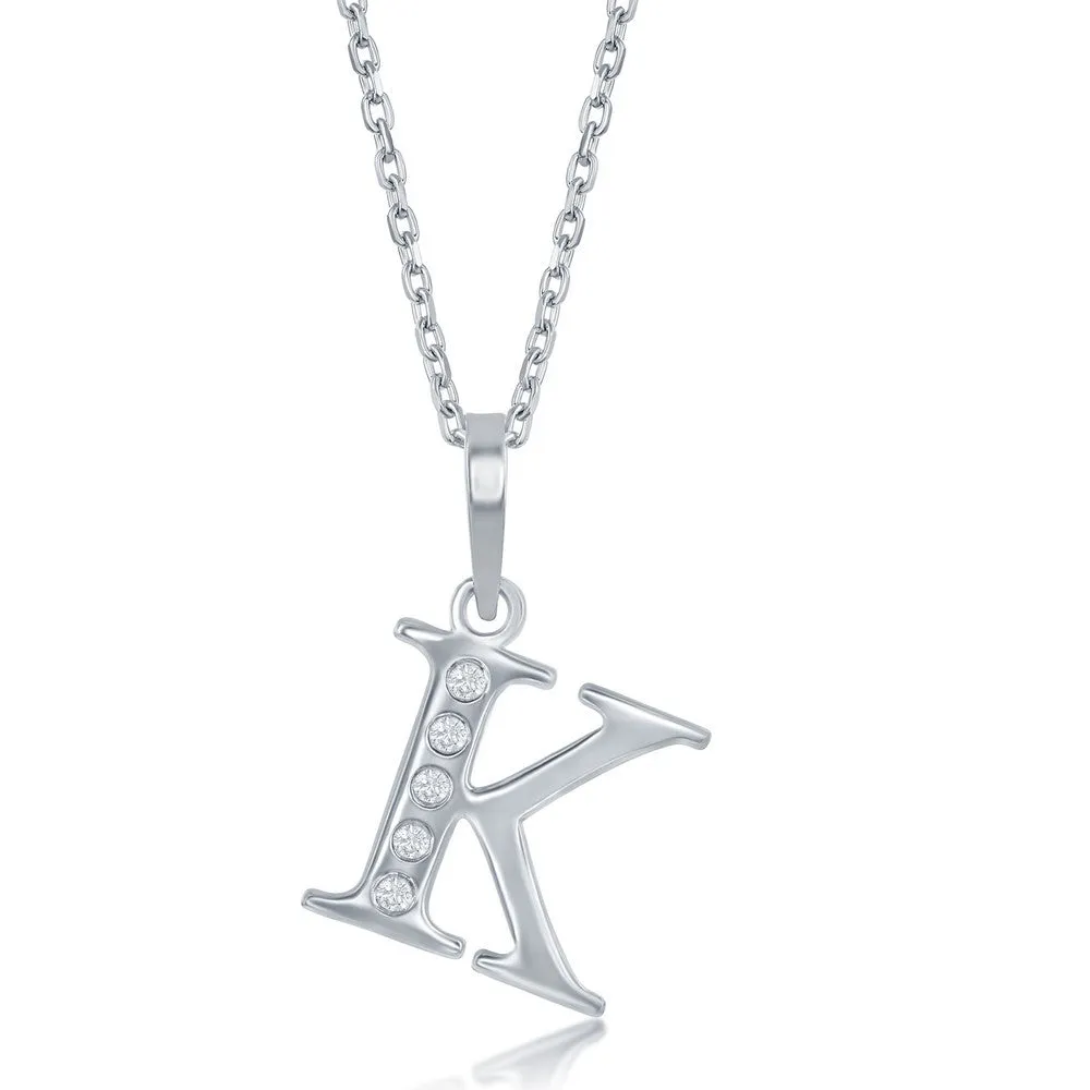 Lettered Diamond Initial Pendant in Silver