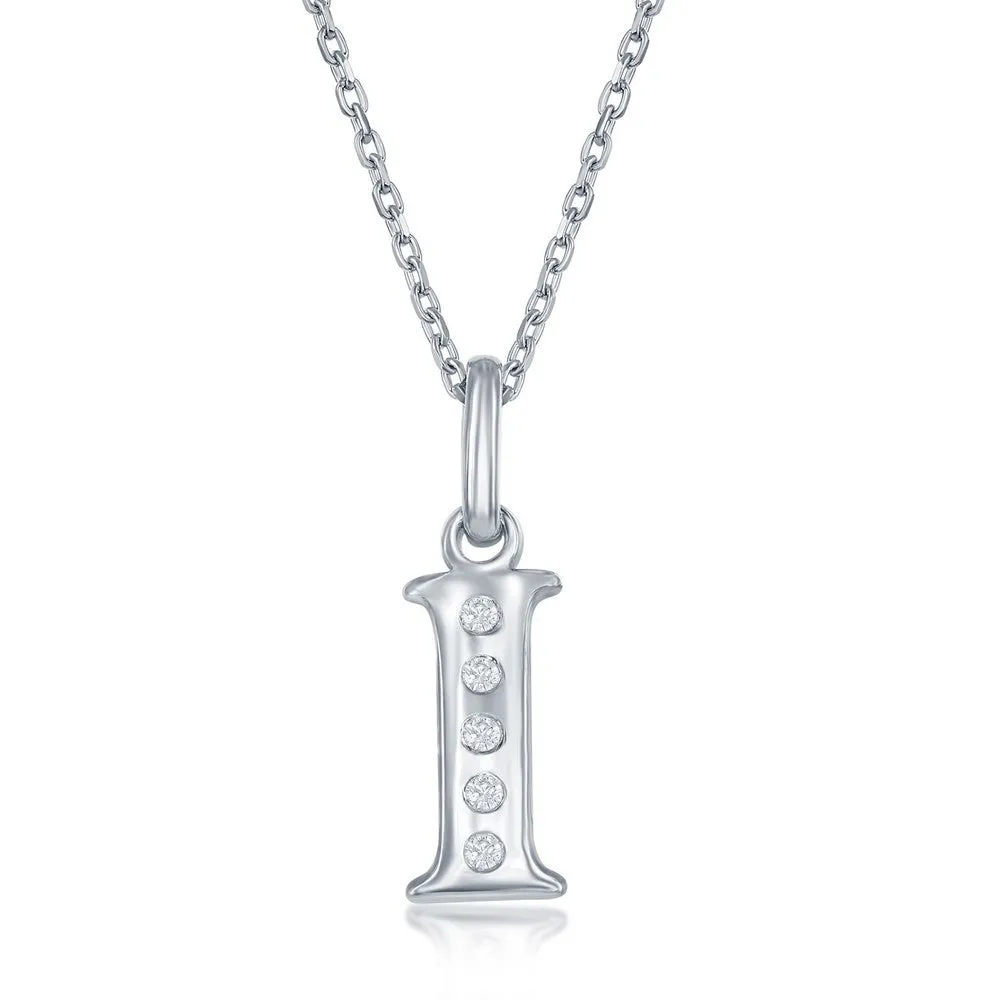 Lettered Diamond Initial Pendant in Silver