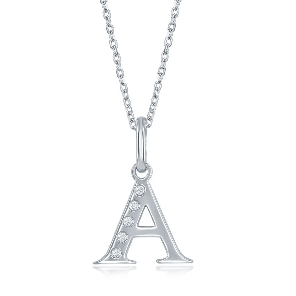 Lettered Diamond Initial Pendant in Silver