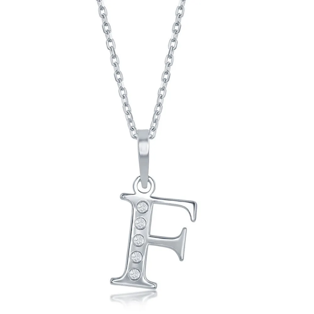 Lettered Diamond Initial Pendant in Silver