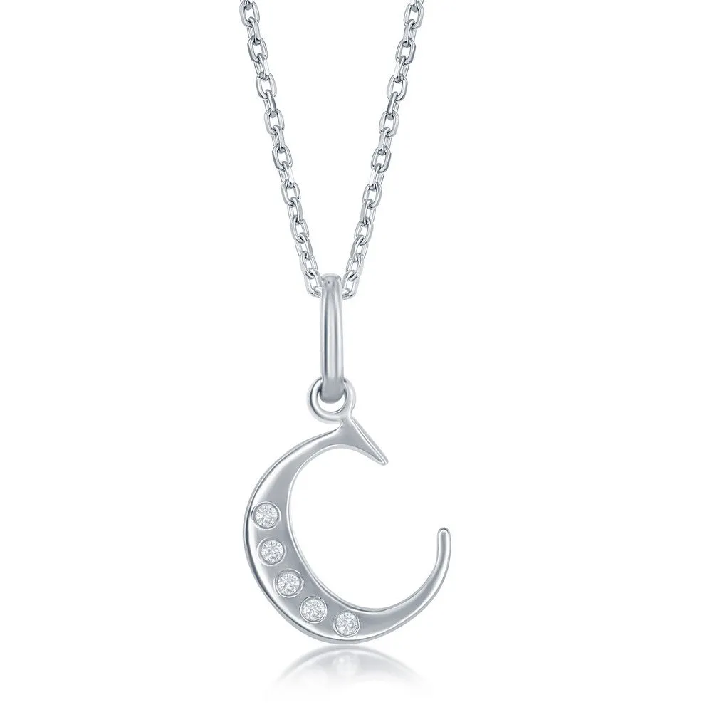 Lettered Diamond Initial Pendant in Silver