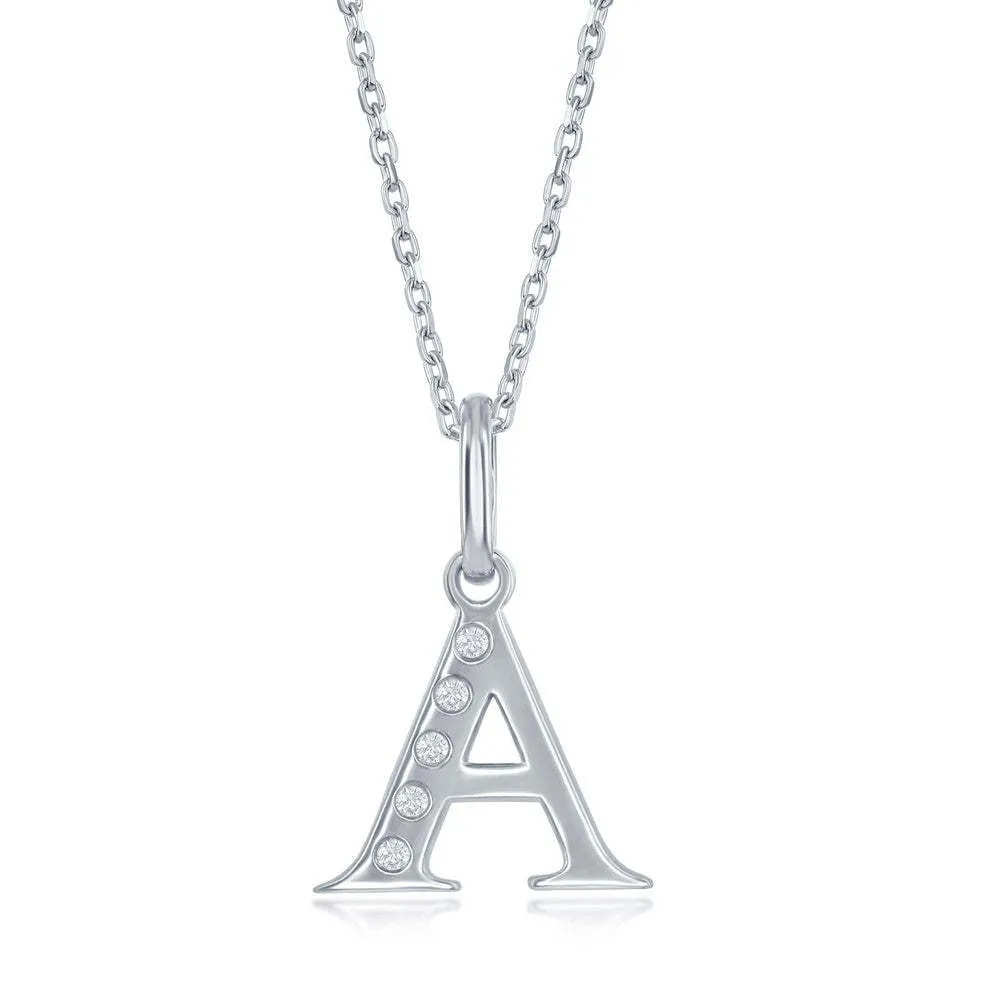 Lettered Diamond Initial Pendant in Silver