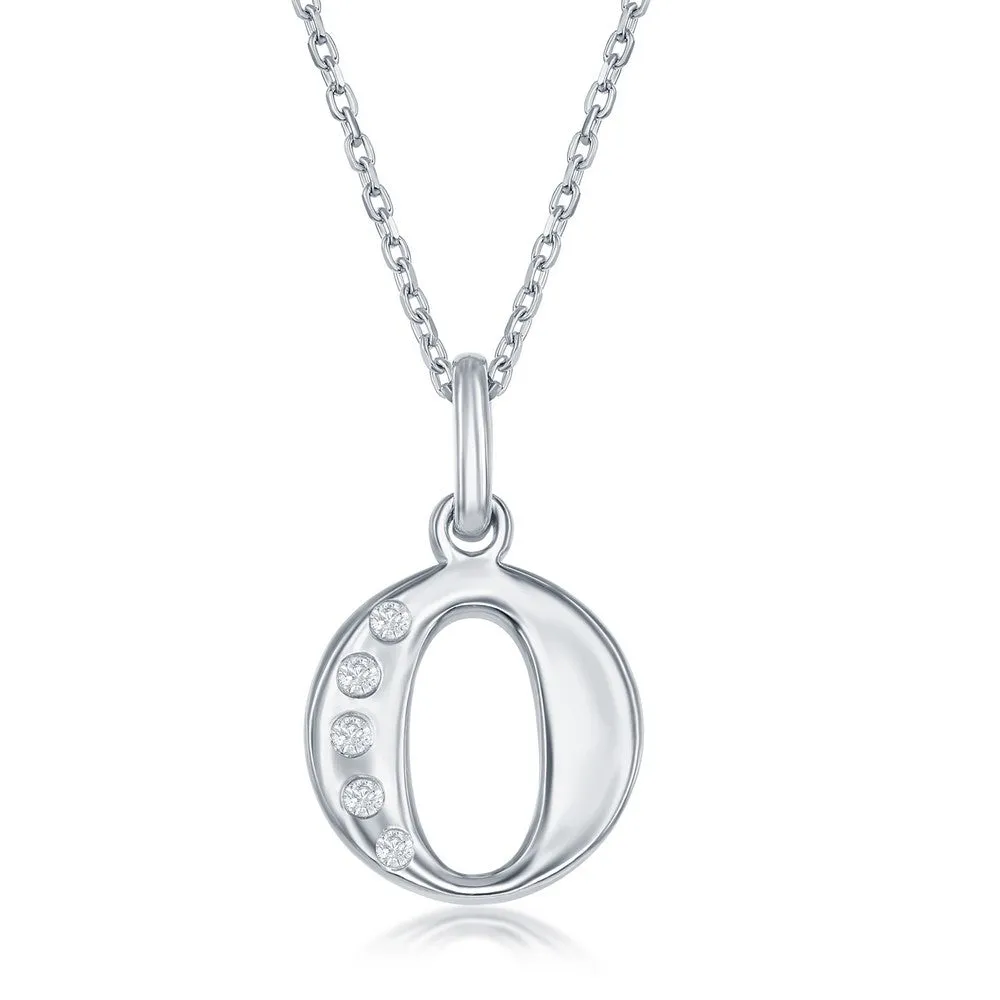 Lettered Diamond Initial Pendant in Silver