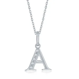 Lettered Diamond Initial Pendant in Silver