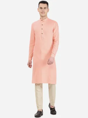 Light Pink Self Textured Regular Fit Modi Kurta | Modi Kurta