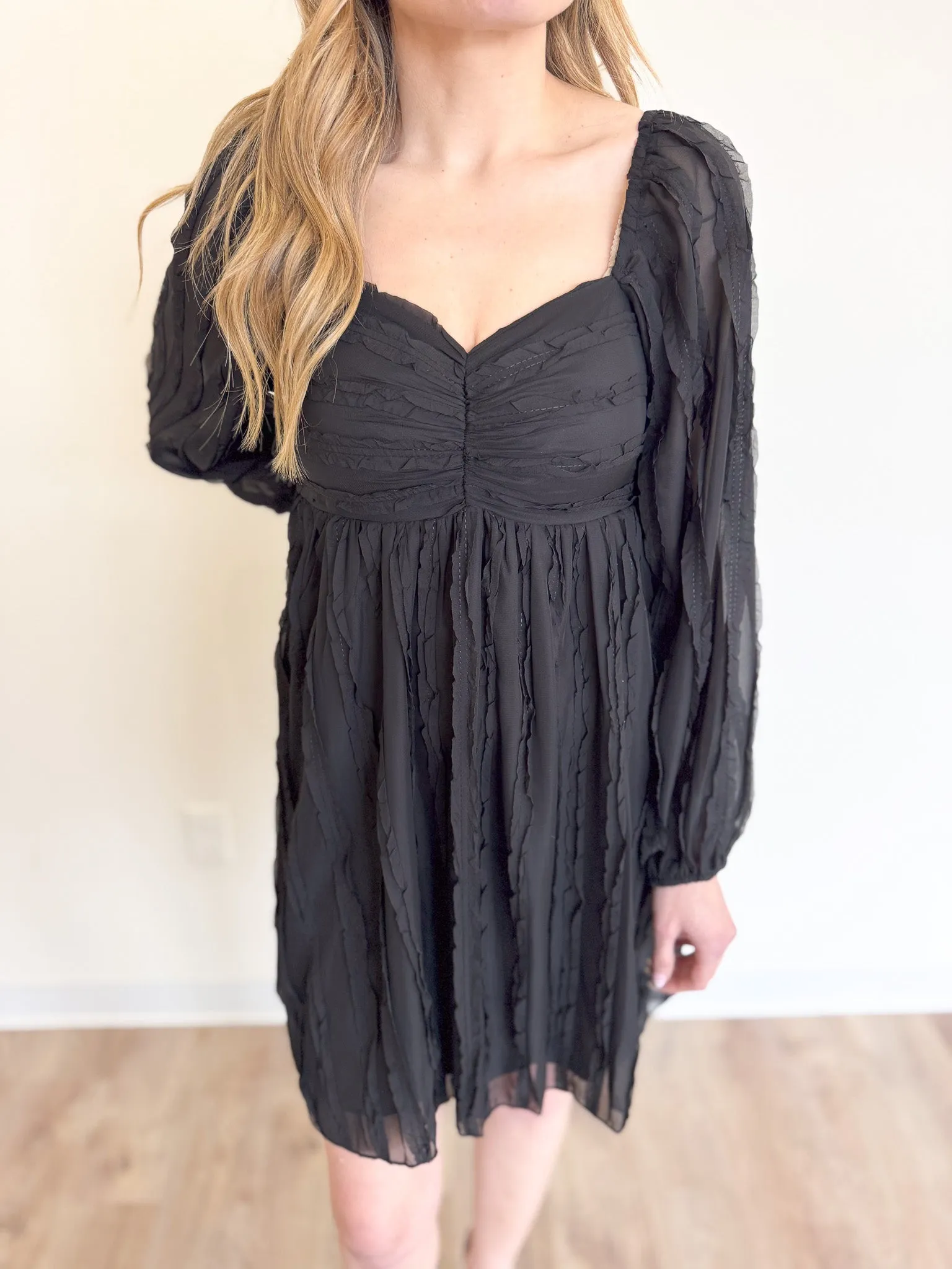 Lilianna Ruched Long Sleeve Short Dress