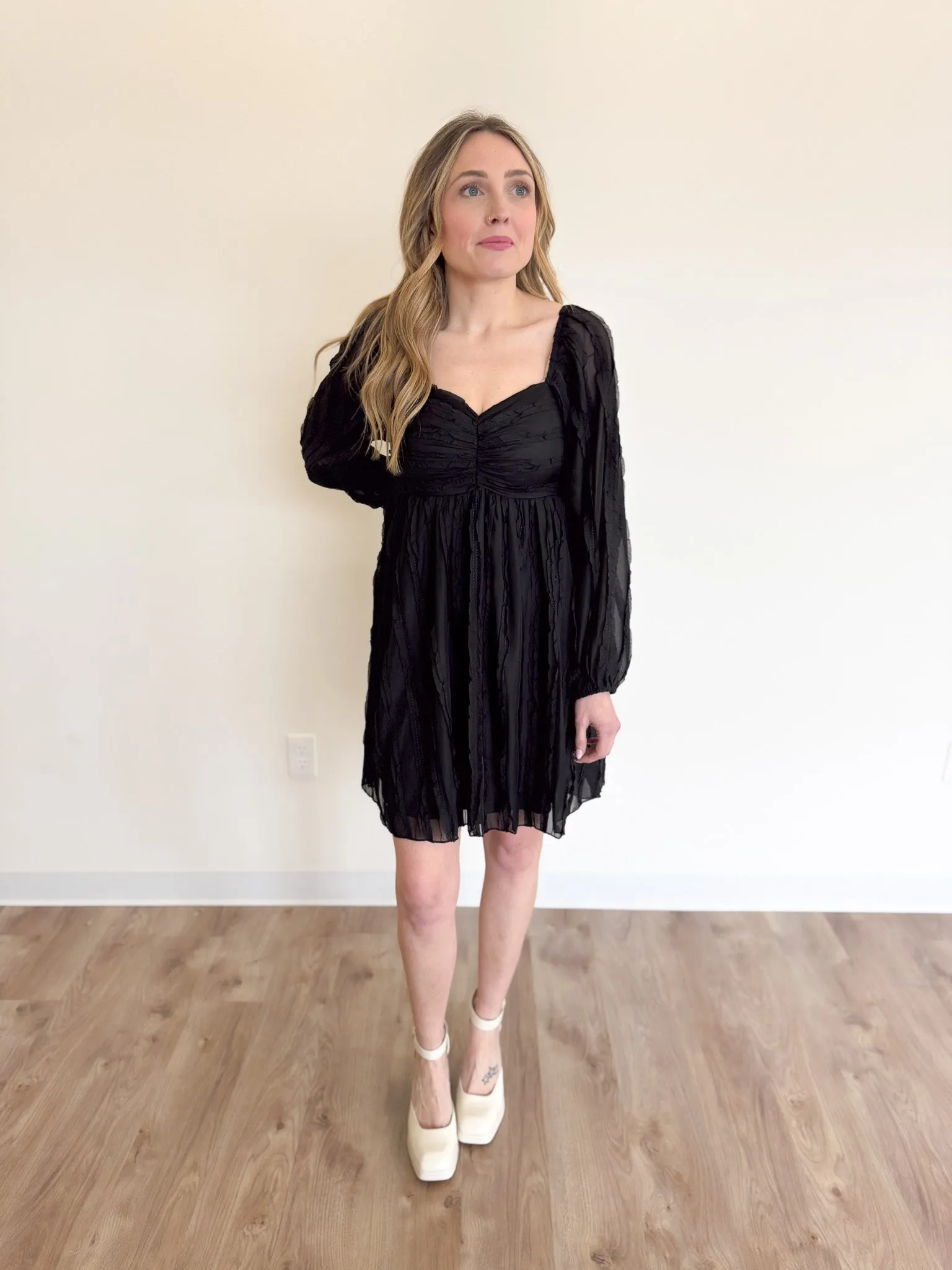 Lilianna Ruched Long Sleeve Short Dress