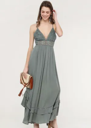 Lucy Lace Olive Maxi Dress