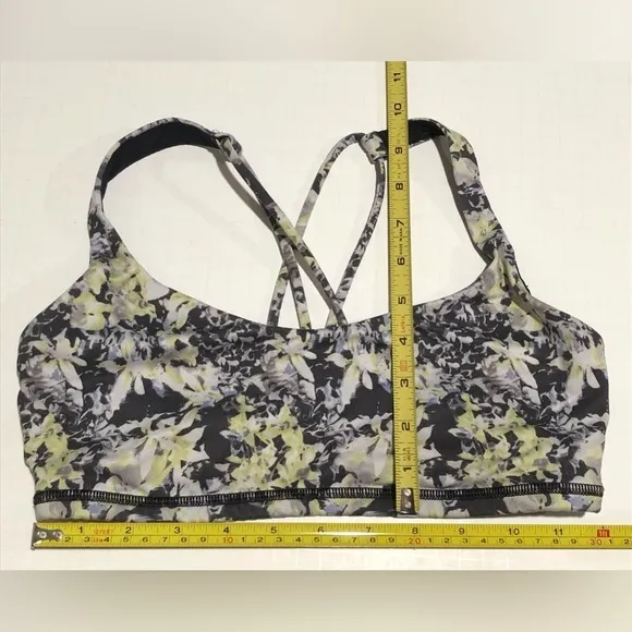 Lululemon Energy Bra Crosscourt Petal Black Clarity Yellow / Black