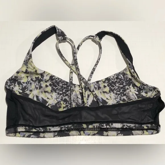Lululemon Energy Bra Crosscourt Petal Black Clarity Yellow / Black