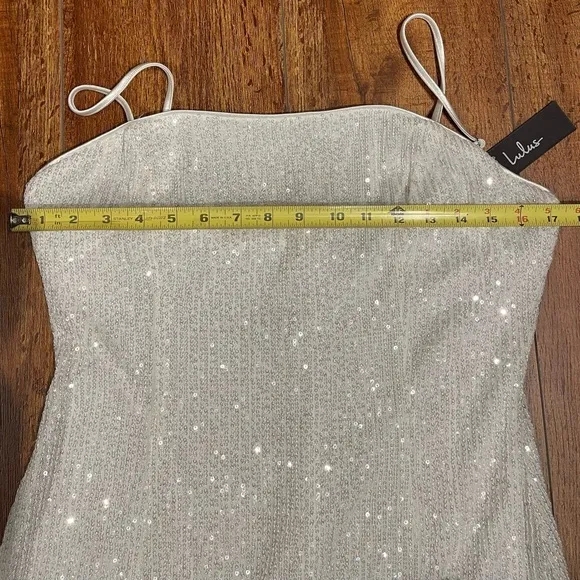 LULUS Truely Sensational White Sequin‎ Feather Sleeveless Mini Dress Size XL