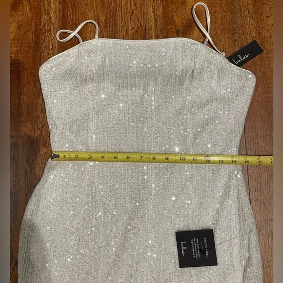 LULUS Truely Sensational White Sequin‎ Feather Sleeveless Mini Dress Size XL