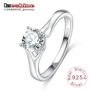 LZESHINE Best Silver Ring 100% Sterling Silver Jewelry Hearts&Arrows Cubic Zircon Inlayed Hot Selling Bride Marry Rings SRI0051