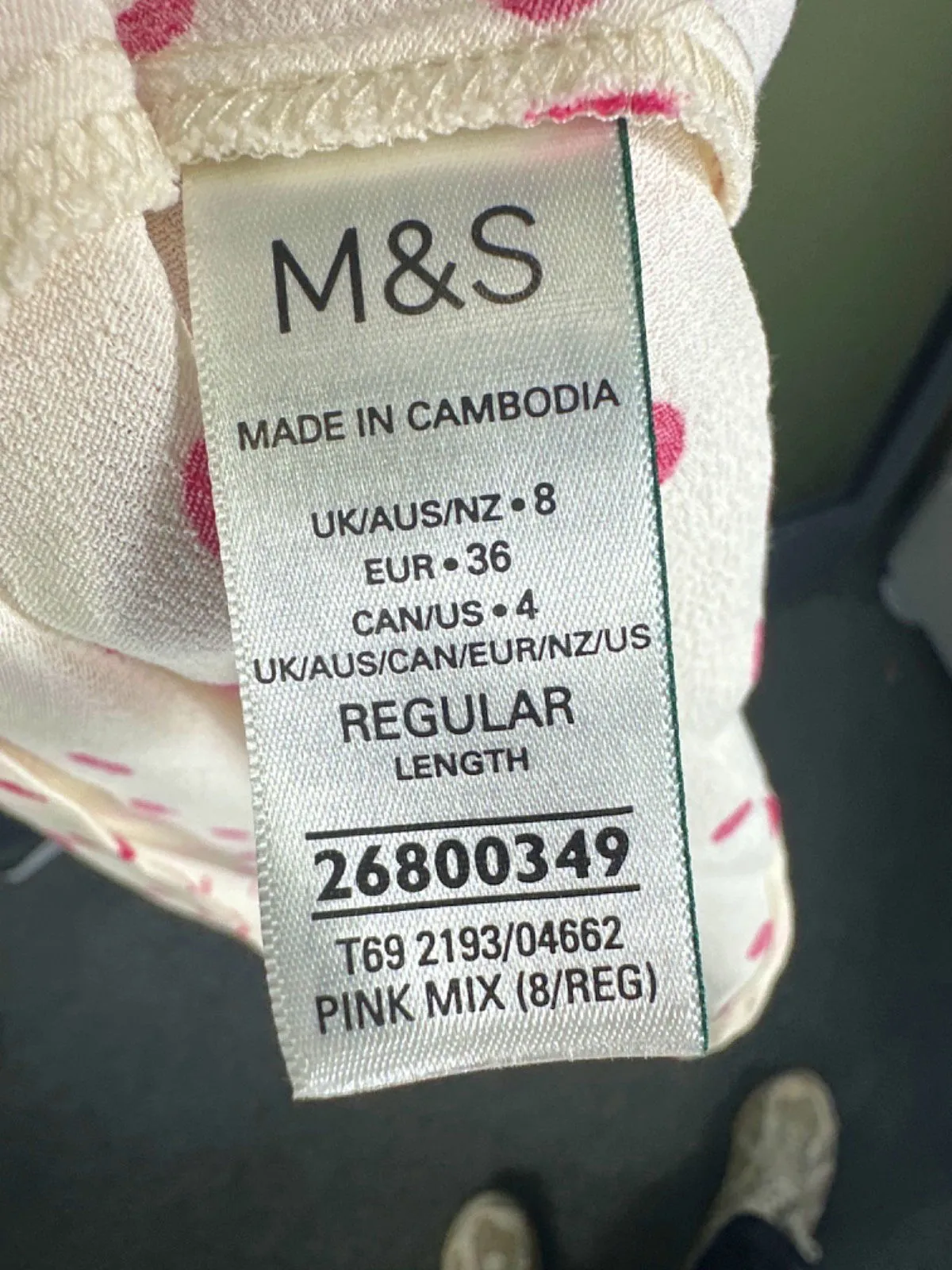 M&S Ivory/Pink Polka Dot Maxi Dress UK 8