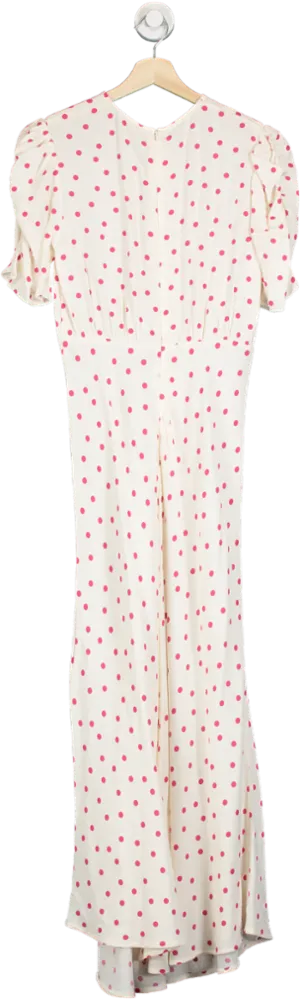 M&S Ivory/Pink Polka Dot Maxi Dress UK 8