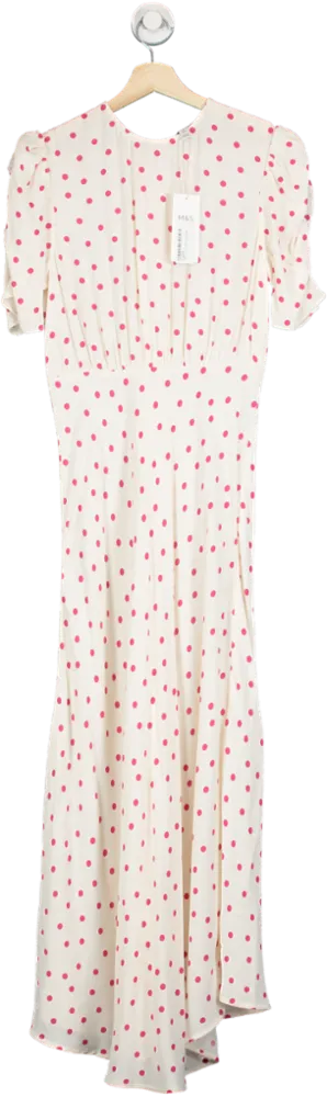 M&S Ivory/Pink Polka Dot Maxi Dress UK 8