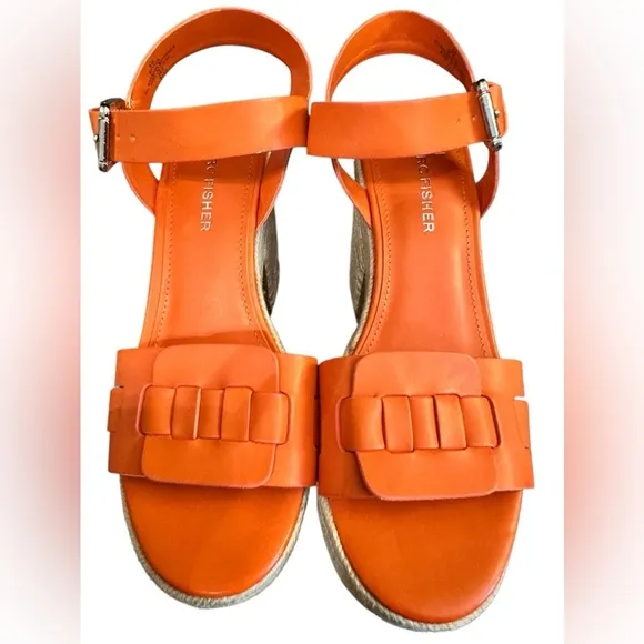 Marc Fisher Viga Espadrille Orange Platform Sandal Size 8