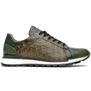 Marco Di Milano Portici Green Men's Exotic Lizard / Crocodile Casual Sneakers