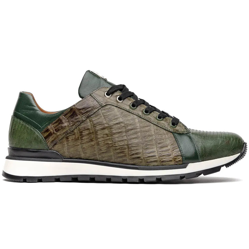 Marco Di Milano Portici Green Men's Exotic Lizard / Crocodile Casual Sneakers
