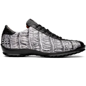 Marco Di Milano Saulo Newspaper Exotic Ostrich and Alligator Casual Sneakers