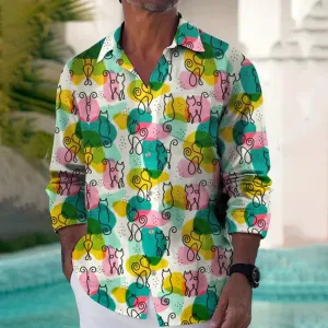 Men's Fashion Casual Art Geometric Printing Shirt