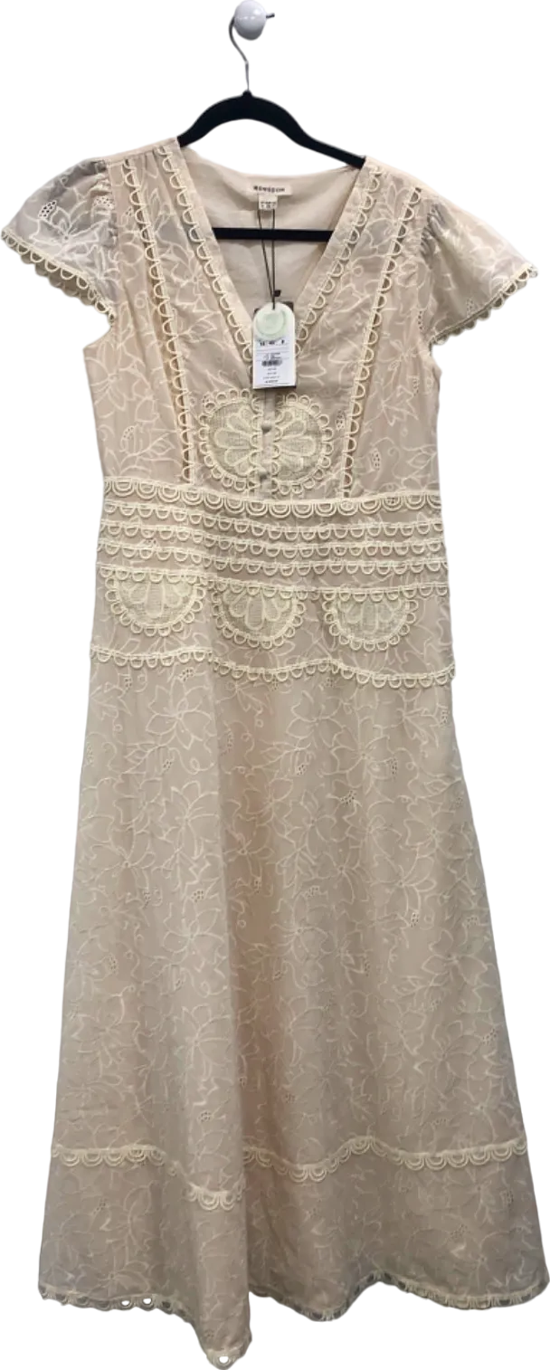 Monsoon Cream Lace Midi Dress UK 12