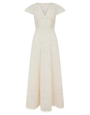 Monsoon Cream Lace Midi Dress UK 12